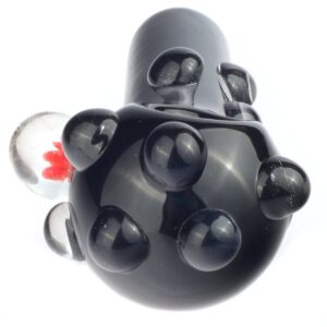 Black Glass Spoon Pipe w/ Marble Grips