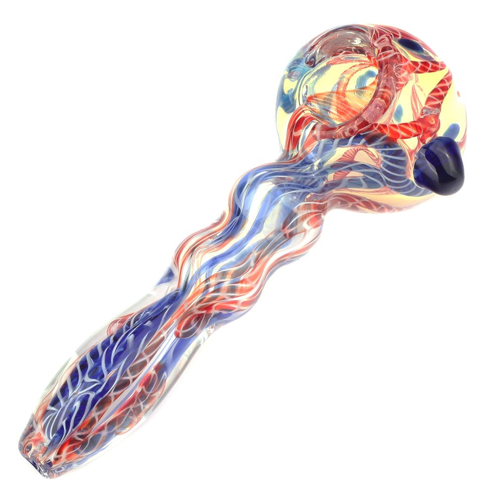 sp-11.5cm-048_3_4.5_Fumed_Glass_Milli_Spoon_Pipe_w_Mini_Maria_Rings 4.5" Fumed Glass Milli Spoon Pipe w/ Mini Maria Rings