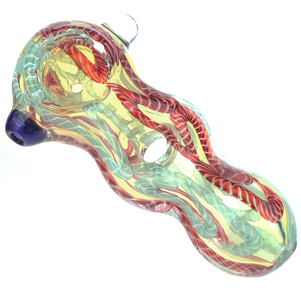sp-11cm-066_4.3_Mini_Fumed_Glass_Donut_Spoon_Pipe_w_Milli_Scheme_front_view 4.3" Mini Fumed Glass Donut Spoon Pipe w/ Milli Scheme