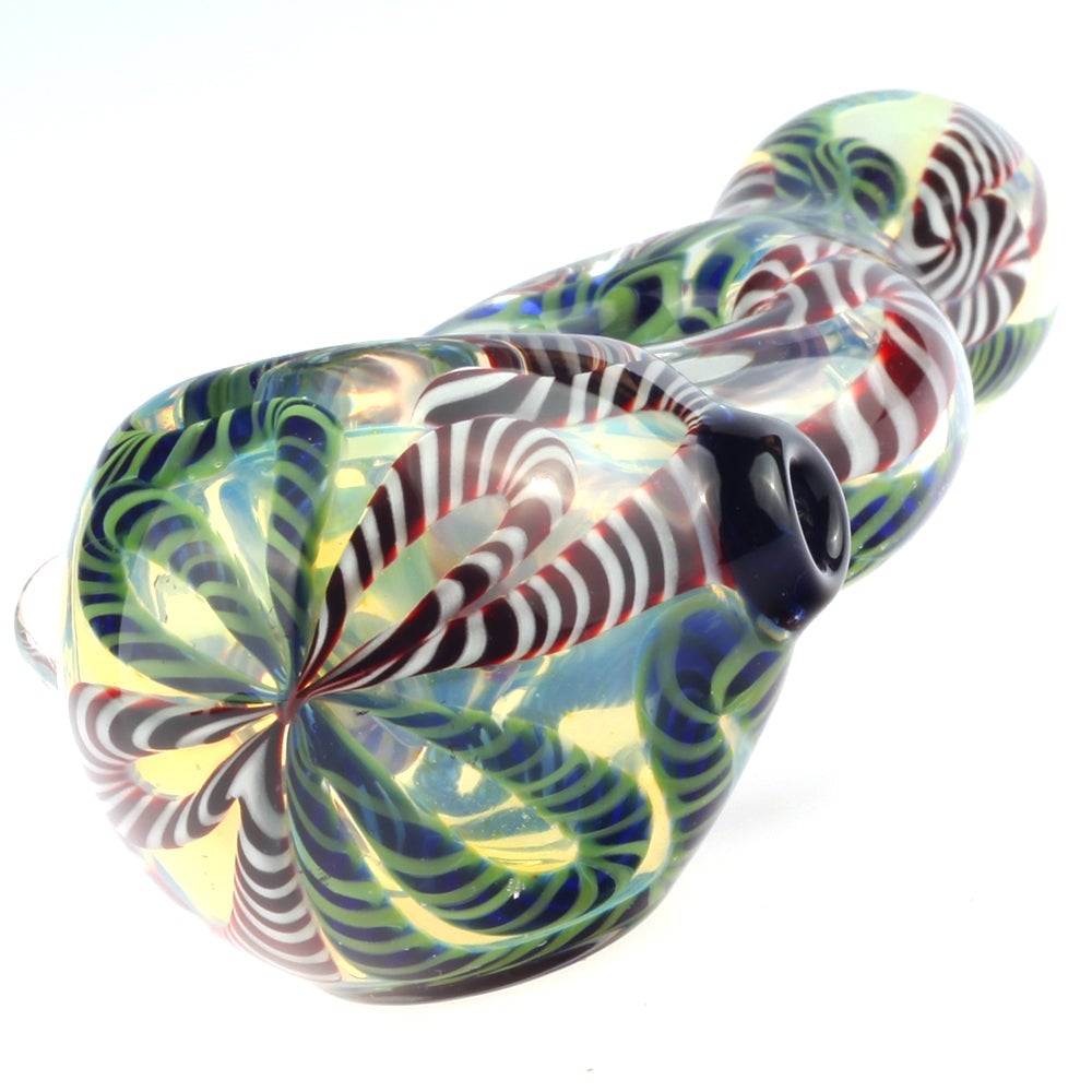 sp-12cm-028_2_Glass_Pipe_with_color_changing_features_4.7_Fumed_Glass_Milli_Donut_Spoon_Pipe_front_view 4.7" Fumed Glass Milli Donut Spoon Pipe