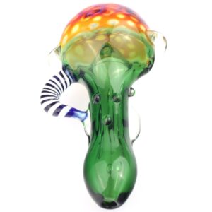 Fumed Bubble Glass Pipe with Glass Horns