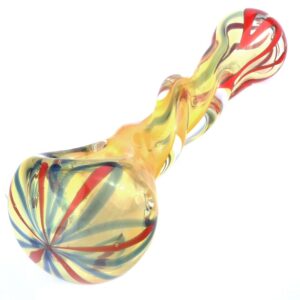 Swirl Large Glass Spoon Pipe w/ Glass Orbs