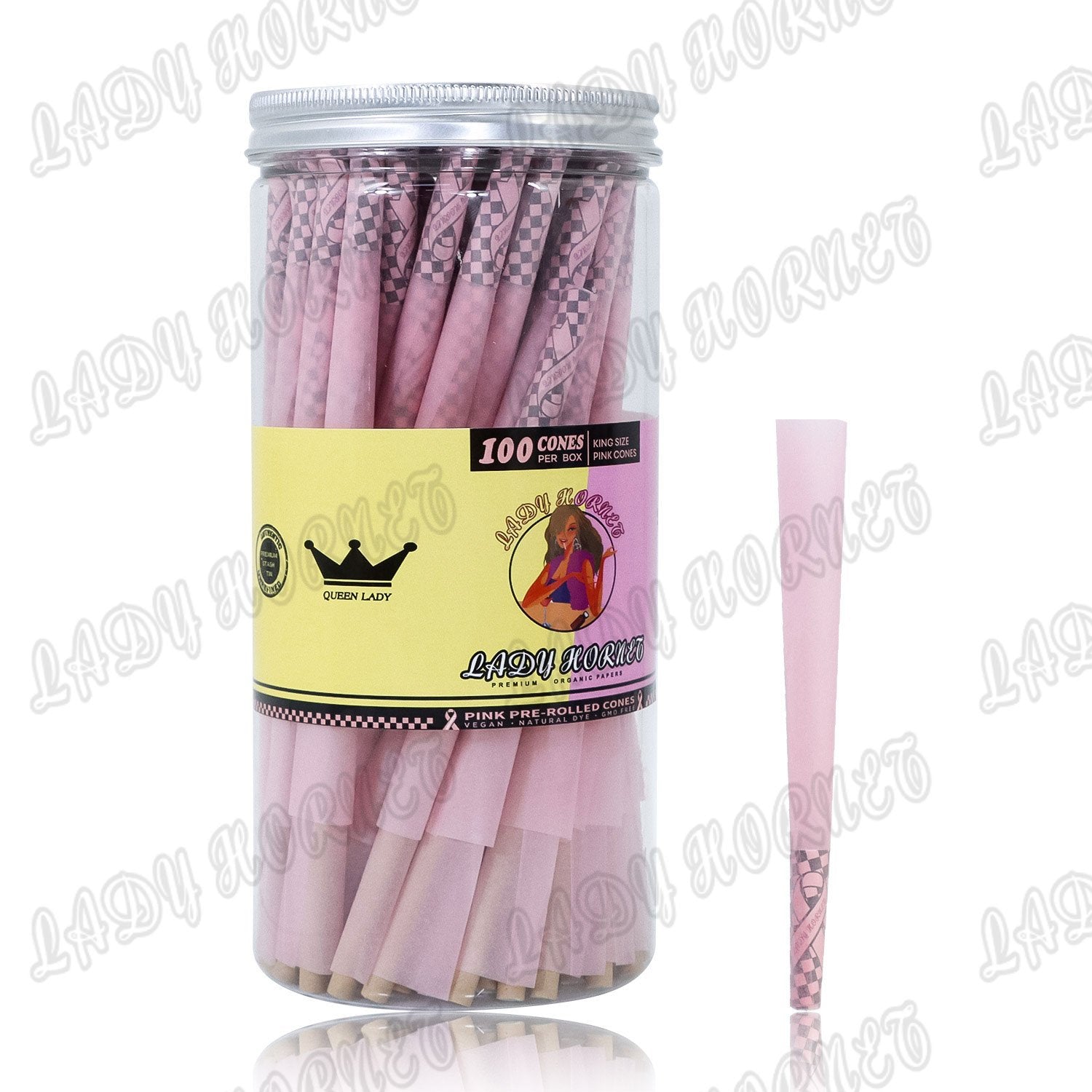jpg_1162aa16-95b7-4d20-b44b-f186897435ff Lady Hornet Pink Wood Pulp Rolling Cones - 102 Pack