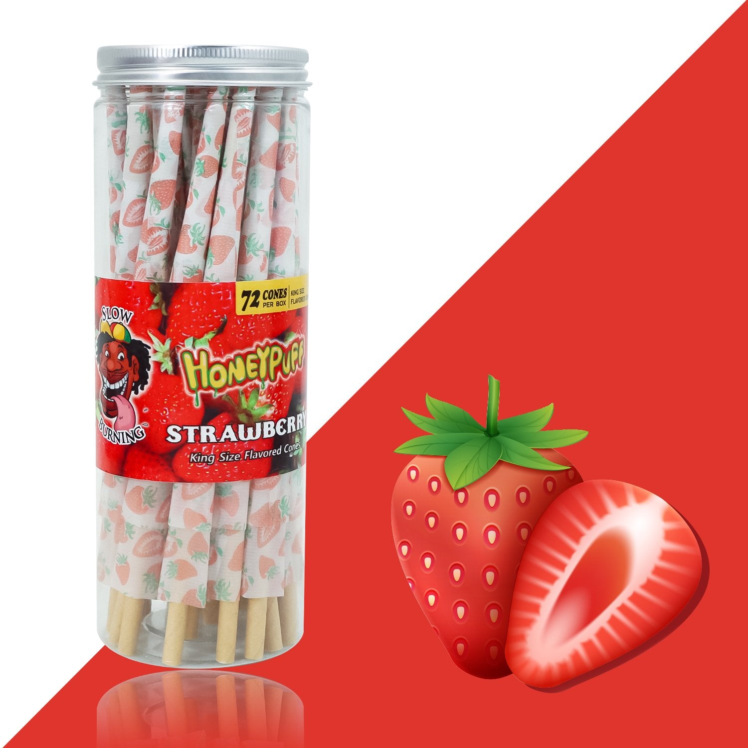 jpg_1c51171c-cd58-4373-b9e9-6a3682385ff9 HoneyPuff King Size Strawberry Rolling Cones - 72 Count Textured Paper