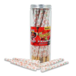 HoneyPuff King Size Strawberry Rolling Cones - 72 Count Textured Paper