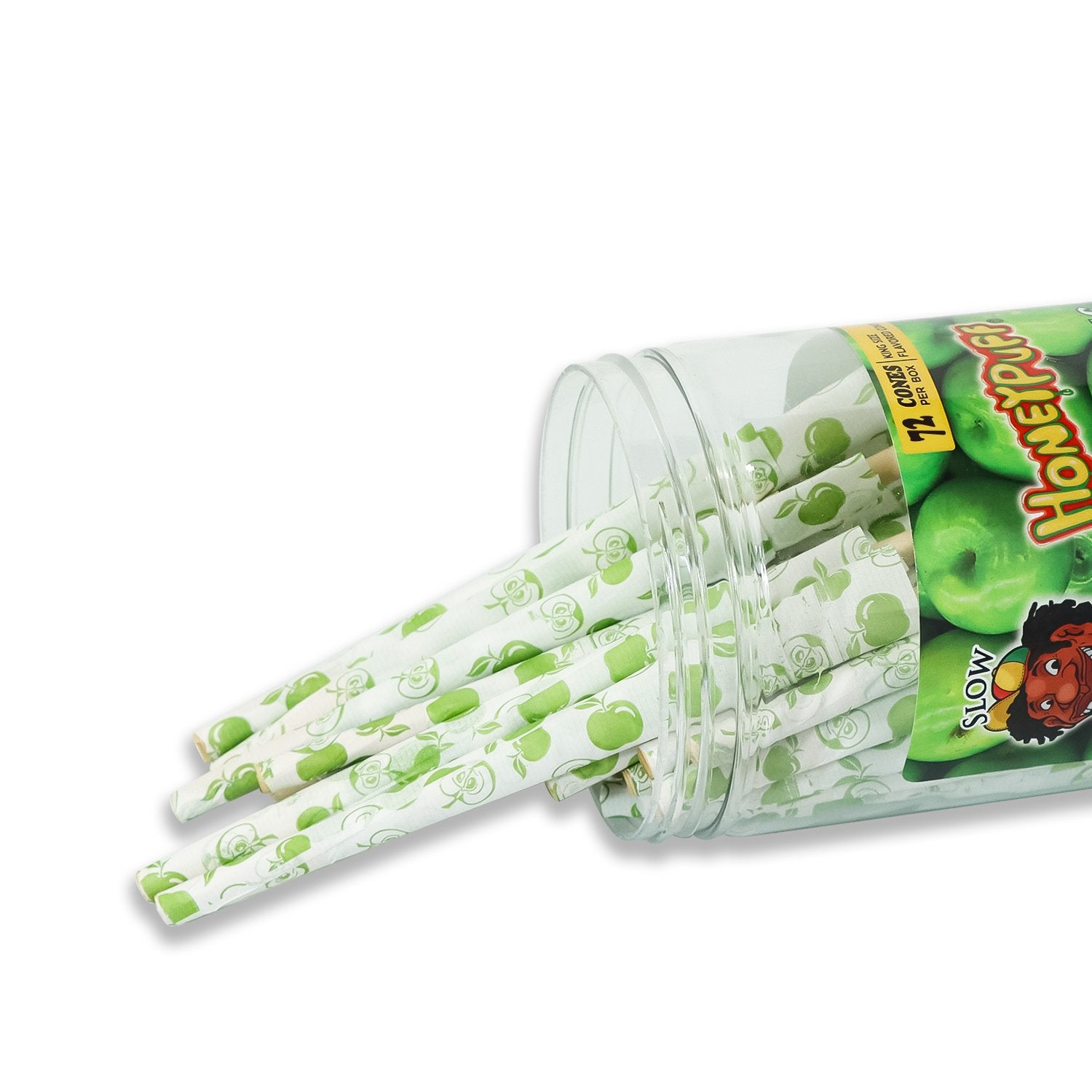 jpg_8142e6a0-107f-4f15-bd10-bd89b38e9a8c HoneyPuff King Size Green Apple Rolling Cones - 72 Count Textured Paper