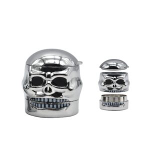 Silver Skull Novelty Herb Grinder 3 Layer 41MM
