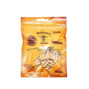 Natural Unrefined Rolling Paper Filter Tips – 5mm Brown Pre-Rolled Tips (150 Tips per Resealable Bag)