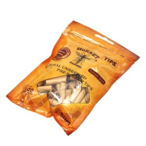 Natural Unrefined Rolling Paper Filter Tips – 7mm Pre-Rolled Tips (100 Tips per Resealable Bag)